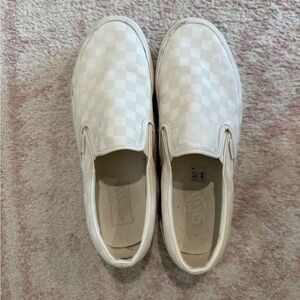 Vans White Checkered Platform Slip-On Sneakers